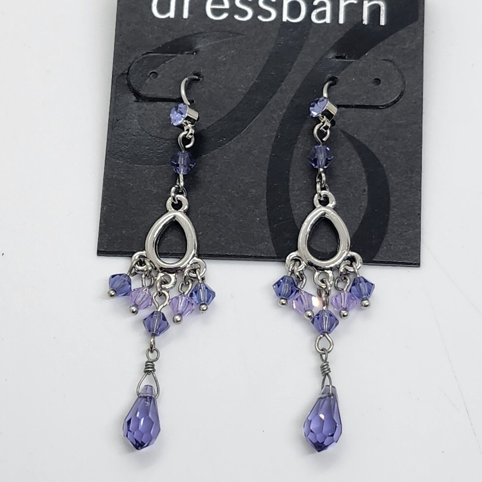 Nwt Dressbarn Purple Crystal Dangle Earrings 10$
